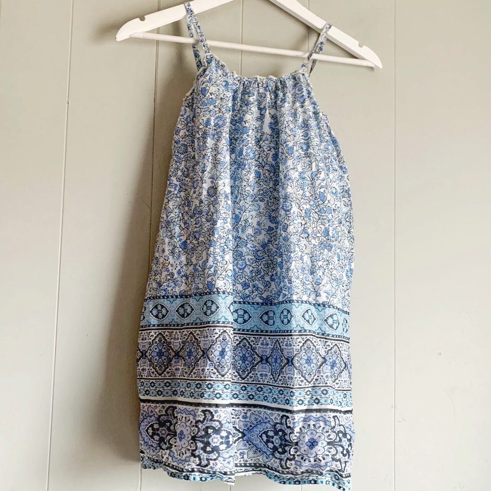 Gap Blue Floral Printed Shirt Dress L 10